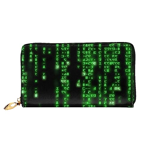 BAFAFA Hacker Age Bedruckte Ledergeldbörse Damen Geldbörse Reißverschluss Geldbörse Handgelenktasche Kartenhalter Damen Handy Clutch, Schwarz, Einheitsgröße, klassisch, Schwarz , Einheitsgröße, von BAFAFA