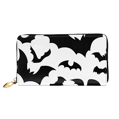 BAFAFA Halloween Fledermäuse Gedruckt Leder Brieftasche Frauen Brieftasche Reißverschluss Brieftasche Wristlet Brieftasche Kartenhalter Damen Telefon Kupplung, Schwarz , Einheitsgröße, Klassisch von BAFAFA