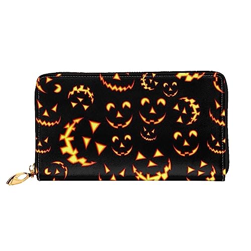 BAFAFA Happy Halloween Bedruckte Ledergeldbörse Damen Geldbörse Reißverschluss Geldbörse Handgelenktasche Kartenhalter Damen Handy Clutch, Schwarz, Einheitsgröße, klassisch, Schwarz , Einheitsgröße, von BAFAFA