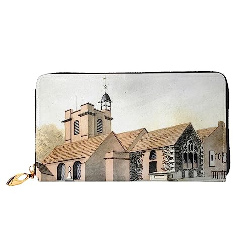 BAFAFA House Tree Bedruckte Ledergeldbörse Damen Geldbörse Reißverschluss Brieftasche Wristlet Brieftasche Kartenhalter Damen Telefon Kupplung, Schwarz , Einheitsgröße, Klassisch von BAFAFA