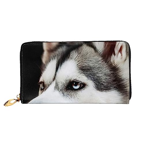 BAFAFA Husky Dog Bedruckte Leder Brieftasche Damen Geldbörse Reißverschluss Brieftasche Wristlet Brieftasche Kartenhalter Damen Telefon Kupplung, Schwarz , Einheitsgröße, Klassisch von BAFAFA