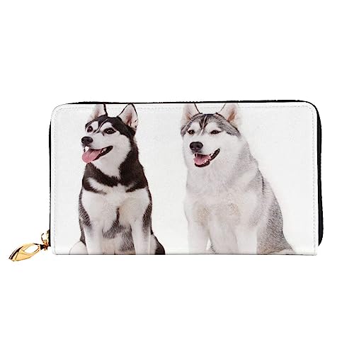 BAFAFA Husky Dogs Bedruckte Ledergeldbörse Damen Geldbörse Reißverschluss Geldbörse Handgelenktasche Kartenhalter Damen Handy Clutch, Schwarz, Einheitsgröße, klassisch, Schwarz , Einheitsgröße, von BAFAFA