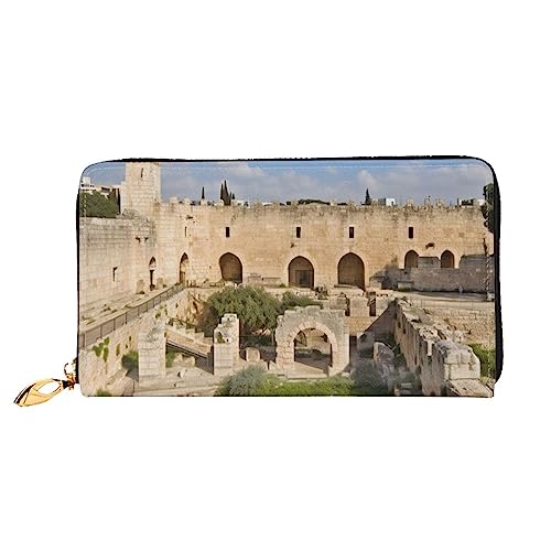 BAFAFA Israel at The Tower of David Bedruckte Ledergeldbörse Damen Geldbörse Reißverschluss Geldbörse Handgelenktasche Kartenhalter Damen Handy Clutch, Schwarz, Einheitsgröße, klassisch, Schwarz , von BAFAFA