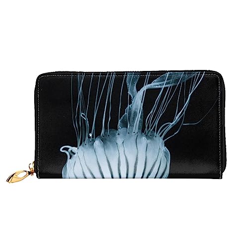 BAFAFA Jellyfish Printed Leather Wallet Women Wallet Zipper Wallet Wristlet Wallet Card Holder Ladies Phone Clutch, Schwarz , Einheitsgröße, Klassisch von BAFAFA