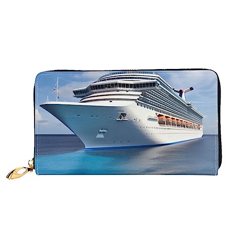 BAFAFA Kreuzfahrtschiff Gedruckt Leder Brieftasche Frauen Brieftasche Reißverschluss Brieftasche Wristlet Brieftasche Kartenhalter Damen Telefon Kupplung, Schwarz , Einheitsgröße, Klassisch von BAFAFA