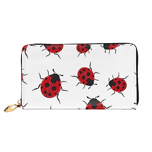 BAFAFA Ladybug Bedruckte Ledergeldbörse Damen Geldbörse Reißverschluss Geldbörse Handgelenktasche Kartenhalter Damen Handy Clutch, Schwarz, Einheitsgröße, klassisch, Schwarz , Einheitsgröße, Klassisch von BAFAFA