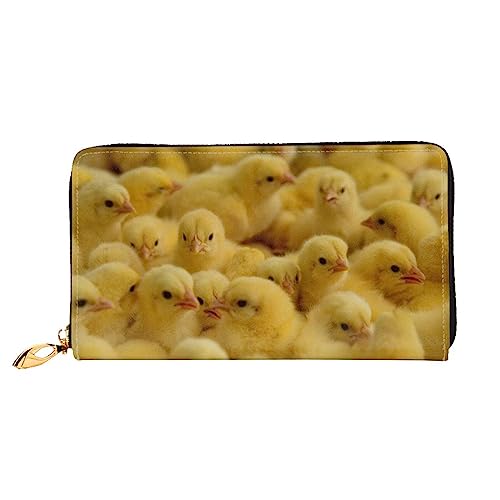 BAFAFA Little Chickens bedruckte Ledergeldbörse für Damen, mit Reißverschluss, Handgelenk, Kartenhalter, Handy-Clutch, schwarz, Einheitsgröße, klassisch, Schwarz , Einheitsgröße, Klassisch von BAFAFA