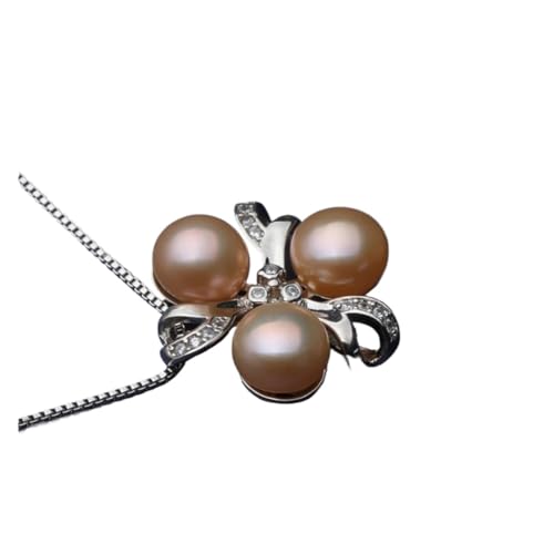 BAFAFA Multi Clolor Süßwasser Perlen Halskette Anhänger for Frauen Echte Perle Anhänger 925 Silber Kette Halskette (Color : Pink pearl pendant) von BAFAFA