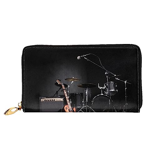 BAFAFA Musikinstrument Gitarre Gedruckt Leder Brieftasche Frauen Brieftasche Reißverschluss Brieftasche Wristlet Brieftasche Kartenhalter Damen Telefon Kupplung, Schwarz , Einheitsgröße, Klassisch von BAFAFA