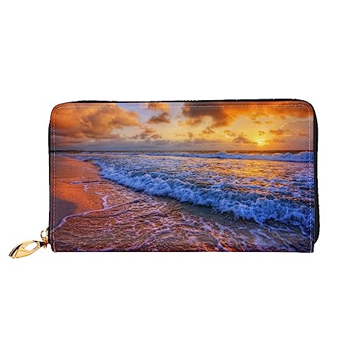 BAFAFA Ocean Dreamy Bedruckte Ledergeldbörse Damen Geldbörse Reißverschluss Geldbörse Handgelenktasche Kartenhalter Damen Handy Clutch, Schwarz, Einheitsgröße, klassisch, Schwarz , Einheitsgröße, von BAFAFA