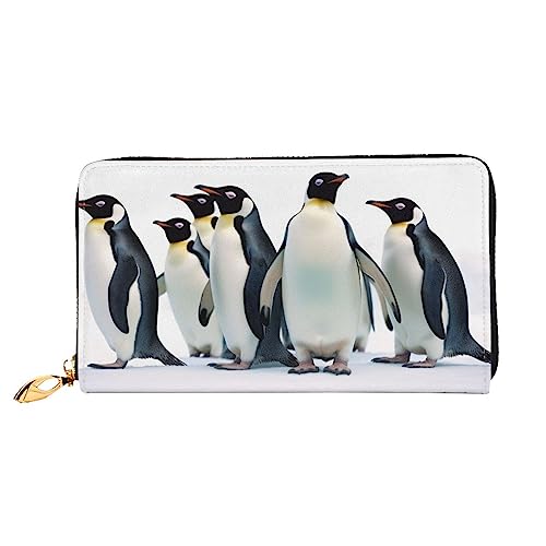 BAFAFA Pinguine Gedruckt Leder Brieftasche Frauen Brieftasche Reißverschluss Brieftasche Wristlet Brieftasche Kartenhalter Damen Telefon Kupplung, Schwarz , Einheitsgröße, Klassisch von BAFAFA