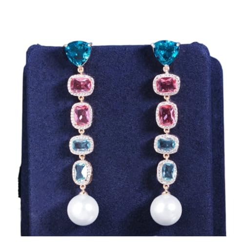 BAFAFA Rechteckige Ohrringe mit langen hängenden CZ-Kristallperlen für Frauen, zarter Verlobungsschmuck für Partys, Achat von BAFAFA