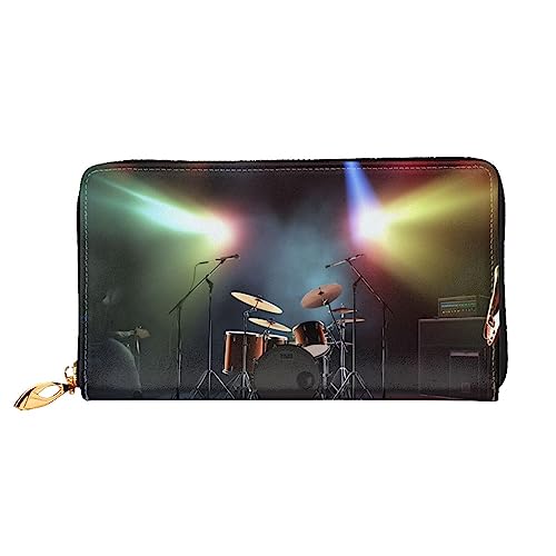 BAFAFA Rock Band Stage Bedruckte Ledergeldbörse Damen Geldbörse Reißverschluss Geldbörse Handgelenktasche Kartenhalter Damen Handy Clutch, Schwarz, Einheitsgröße, klassisch, Schwarz , Einheitsgröße, von BAFAFA