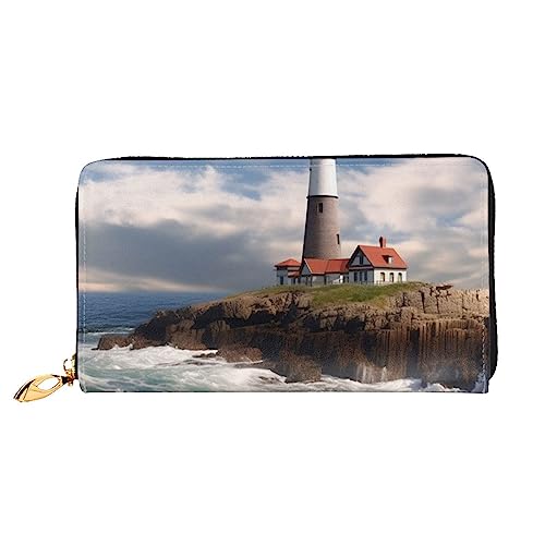 BAFAFA Sea Lighthouse Bedruckte Ledergeldbörse Damen Geldbörse Reißverschluss Geldbörse Handgelenktasche Kartenhalter Damen Handy Clutch, Schwarz, Einheitsgröße, klassisch, Schwarz , Einheitsgröße, von BAFAFA