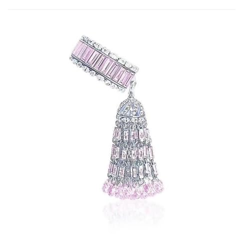 BAFAFA Trendige Twist-Quasten-Statement-Ringe for Frauen, Kubikzircon-Fingerringe, Perlen-Charme-Ring, böhmischer Strandschmuck (Color : Pink, Size : 7) von BAFAFA