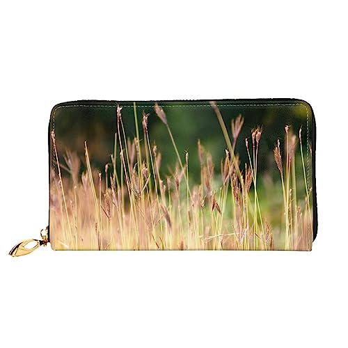 BAFAFA grasses view Bedruckte Ledergeldbörse Damen Geldbörse Reißverschluss Geldbörse Handgelenktasche Kartenhalter Damen Handy Clutch, Schwarz, Einheitsgröße, klassisch, Schwarz , Einheitsgröße, von BAFAFA