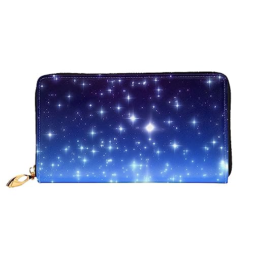 Bright Stars Bedruckte Ledergeldbörse Damen Geldbörse Reißverschluss Geldbörse Handgelenktasche Kartenhalter Damen Handy Clutch, Schwarz, Einheitsgröße, klassisch, Schwarz , Einheitsgröße, Klassisch von BAFAFA