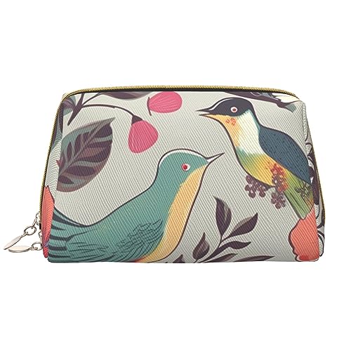 Cartoon Weißer Pfeil Gedruckt Make-up Tasche Leder Kosmetiktasche Reise Kulturbeutel Frauen Organizer Taschen, Vogel und Blumenmuster, Einheitsgröße, Taschen-Organizer von BAFAFA