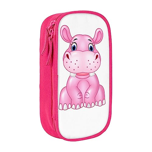 Cartoon lila Nilpferd gedruckt Kosmetiktasche Tragbare Make-up Tasche Reise Schmuck Fall Handtasche Geldbörse Beutel Schwarz, rose, Einheitsgröße von BAFAFA