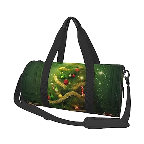 Christmas Trees1 bedruckte runde Reisetasche, rund, Rolltasche, Fitnessstudio, Fitness, Trainings-Handtasche, Schwarz, Einheitsgröße, Schwarz , Einheitsgröße von BAFAFA