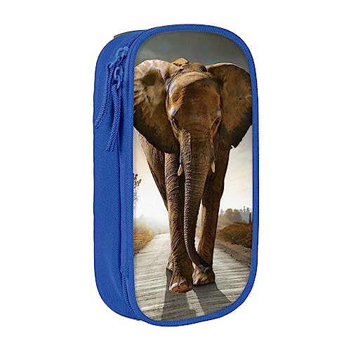 Einzelner Elefant bedruckte Kosmetiktasche Tragbare Make-up-Tasche Reise Schmuck Fall Handtasche Geldbörse Beutel Schwarz, blau, Einheitsgröße von BAFAFA