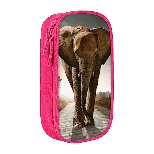 Einzelner Elefant bedruckte Kosmetiktasche Tragbare Make-up-Tasche Reise Schmuck Fall Handtasche Geldbörse Beutel Schwarz, rose, Einheitsgröße von BAFAFA