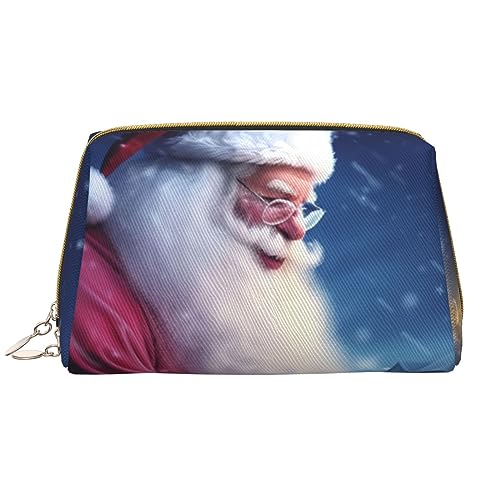 Farbige Frösche und Libellen Gedruckt Make-up Tasche Leder Kosmetiktasche Reise Kulturbeutel Frauen Organizer Taschen, Weihnachten Winter Weihnachtsmann, Einheitsgröße, Taschen-Organizer von BAFAFA