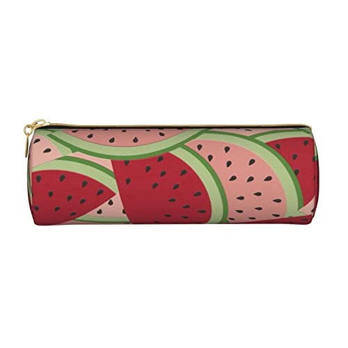 Federmäppchen aus Leder, Retro-Stil, Motiv: Kanada-Flagge, bedruckt, Stifteetui, Kosmetiktasche, Make-up-Tasche, Büro-Aufbewahrungstasche für Männer und Frauen, Rote Wassermelone 1, Einheitsgröße von BAFAFA