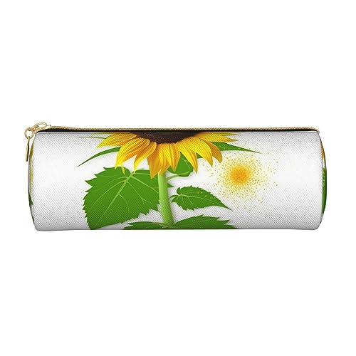 Federmäppchen aus bedrucktem Leder mit Unterwassermotiv, Stifteetui, Kosmetiktasche, Make-up-Tasche, Büro-Aufbewahrungstasche für Männer und Frauen, Sonnenblume und Unkraut, Einheitsgröße von BAFAFA