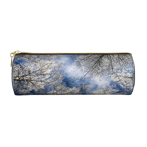 Federmäppchen mit Himmel und Baum, bedrucktes Leder-Federmäppchen, Stiftetasche, Kosmetiktasche, Make-up-Tasche, Büro-Aufbewahrungstasche für Männer und Frauen, Himmel und Baum, Einheitsgröße von BAFAFA