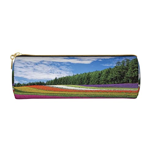 Federmäppchen mit Regenbogen-Rose, bedrucktes Leder-Federmäppchen, Federmäppchen, Kosmetiktasche, Make-up-Tasche, Büro-Aufbewahrungstasche für Männer und Frauen, Regenbogen-Blumenmeer, Einheitsgröße von BAFAFA