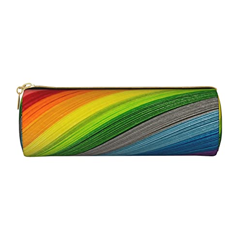 Federmäppchen mit Regenbogen-Rose, bedrucktes Leder-Federmäppchen, Federmäppchen, Kosmetiktasche, Make-up-Tasche, Büro-Aufbewahrungstasche für Männer und Frauen, Regenbogenfarbene Streifen, von BAFAFA