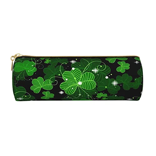 Federmäppchen mit Seestern-Motiv, bedrucktes Leder, Stifteetui, Kosmetiktasche, Make-up-Tasche, Büro-Aufbewahrungstasche für Männer und Frauen, St. Patricks Day Blätter, Einheitsgröße von BAFAFA