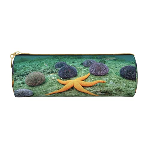 Federmäppchen mit Seestern-Motiv, bedrucktes Leder, Stifteetui, Kosmetiktasche, Make-up-Tasche, Büro-Aufbewahrungstasche für Männer und Frauen, starfish, Einheitsgröße von BAFAFA