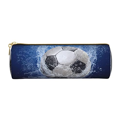 Federmäppchen mit Sportball-Muster, bedrucktes Leder-Federmäppchen, Federmäppchen, Kosmetiktasche, Make-up-Tasche, Büro-Aufbewahrungstasche für Männer und Frauen, Fußball Wasser, Einheitsgröße von BAFAFA