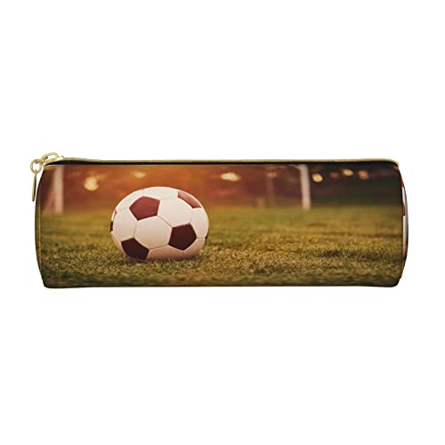 Federmäppchen mit Sportball-Muster, bedrucktes Leder-Federmäppchen, Federmäppchen, Kosmetiktasche, Make-up-Tasche, Büro-Aufbewahrungstasche für Männer und Frauen, Fußball auf einem Feld, Einheitsgröße von BAFAFA