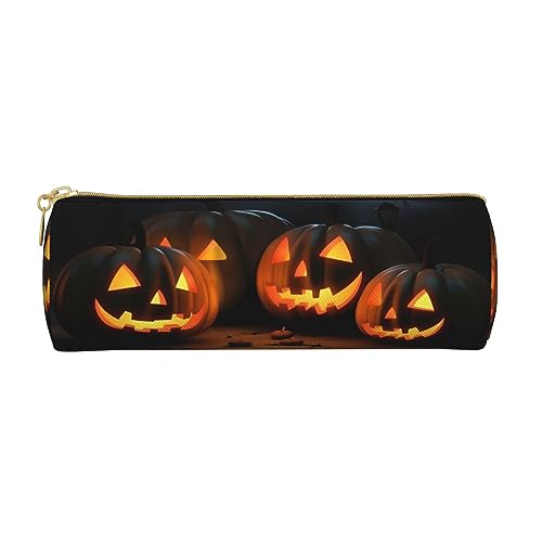 Federmäppchen mit Volleyball-Motiv, bedrucktes Leder-Federmäppchen, Federmäppchen, Kosmetiktasche, Make-up-Tasche, Büro-Aufbewahrungstasche für Männer und Frauen, Halloween mit Kürbissen, von BAFAFA