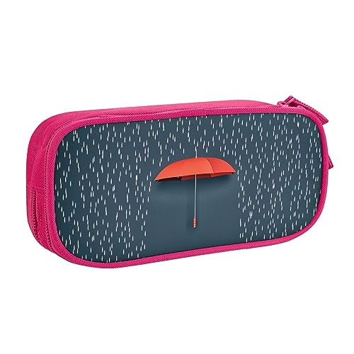 Federmäppchen mit rotem Regenschirm im Regen, bedruckt, Make-up-Tasche, Schmuckkästchen, tragbare Aufbewahrungsbox, Reise-Schmucketui, Schwarz, rose, Einheitsgröße, Federmäppchen von BAFAFA