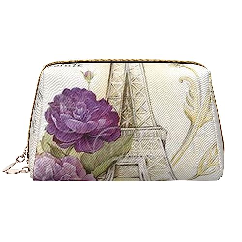 Friedlicher See Gedruckt Make-up Tasche Leder Kosmetiktasche Reise Kulturbeutel Frauen Organizer Taschen, Hellbrauner Eiffelturm, Einheitsgröße, Taschen-Organizer von BAFAFA