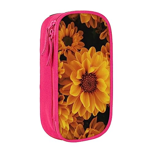 Gelbe Chrysantheme bedruckte Kosmetiktasche Tragbare Make-up-Tasche Reise Schmuck Fall Handtasche Geldbörse Beutel Schwarz, rose, Einheitsgröße von BAFAFA