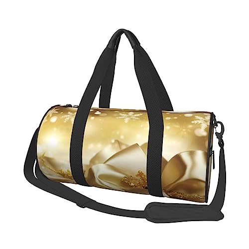 Goldene Seide, Weihnachtstasche, bedruckt, rund, Rolltasche, Turnbeutel, Fitnesstasche, Trainingshandtasche, Schwarz, Einheitsgröße, Schwarz , Einheitsgröße von BAFAFA