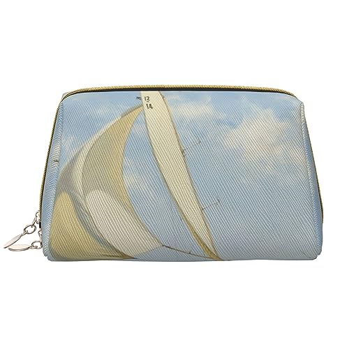 Grüner Wald Schmetterling Gedruckt Make-up Tasche Leder Kosmetiktasche Reise Kulturbeutel Frauen Organizer Taschen, Segelboot Schiff Landschaft, Einheitsgröße, Taschen-Organizer von BAFAFA