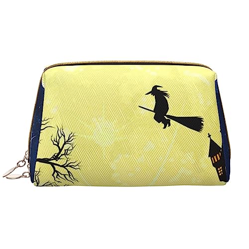 Halloween Gedruckt Make-up Tasche Leder Kosmetiktasche Reise Kulturbeutel Frauen Organizer Taschen, Halloween Mond schrecklicher Kürbis, Einheitsgröße, Taschen-Organizer von BAFAFA