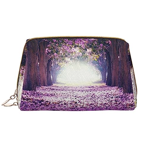 Haus Baum gedruckt Make-up Tasche Leder Kosmetiktasche Reise Kulturbeutel Frauen Organizer Taschen, Landschaft Blumen, Einheitsgröße, Taschen-Organizer von BAFAFA