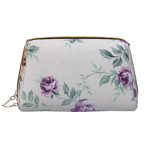 Haus Baum gedruckt Make-up Tasche Leder Kosmetiktasche Reise Kulturbeutel Frauen Organizer Taschen, Lila Rosa Blume, Einheitsgröße, Taschen-Organizer von BAFAFA