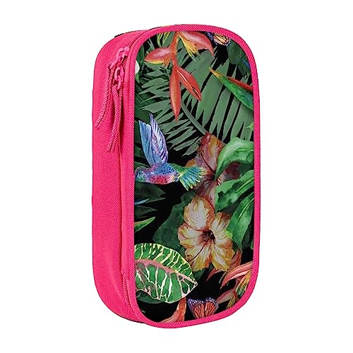 Kosmetiktasche, Motiv: tropische Pflanze, Vogel, Blumen, bedruckt, tragbare Make-up-Tasche, Reise-Schmuckkoffer, Handtasche, Geldbörse, Schwarz, rose, Einheitsgröße von BAFAFA