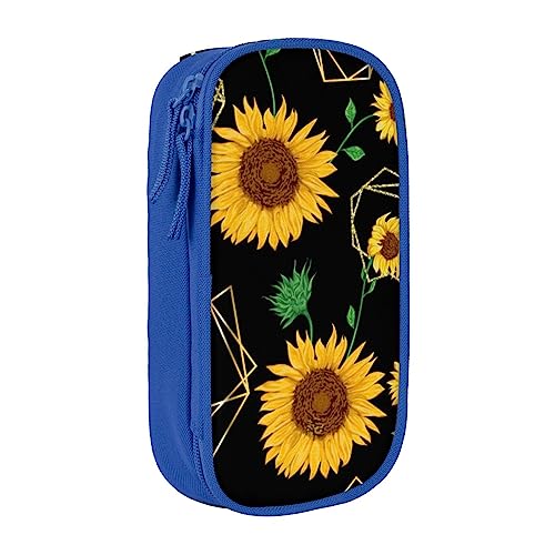Kosmetiktasche mit Sonnenblumen-Motiv, tragbar, für Reisen, Schmuck, Handtasche, Geldbörse, Schwarz, blau, Einheitsgröße von BAFAFA