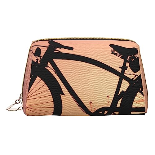 Kosmetiktasche mit Straßenfahrrad, bedruckt, Reise-Make-up-Organizer, Kosmetikpinseltasche, Leder-Make-up-Tasche, Reißverschluss-Tasche, Kulturbeutel für Damen, weiß, Einheitsgröße, weiß, von BAFAFA