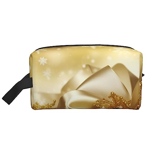 Kulturbeutel aus goldfarbener Seide, Weihnachtsdruck, Make-up, Reisetasche, großes Fassungsvermögen, Reise-Kulturbeutel, Rasiertasche, wasserdicht, Kosmetiktasche für Männer und Frauen, weiß, Kulturbeutel aus goldfarbener Seide, Weihnachtsdruck, Make-up, Reisetasche, großes Fassungsvermögen, Reise-Kulturbeutel, Rasiertasche, wasserdicht, Kosmetiktasche für Männer und Frauen, weiß, von BAFAFA