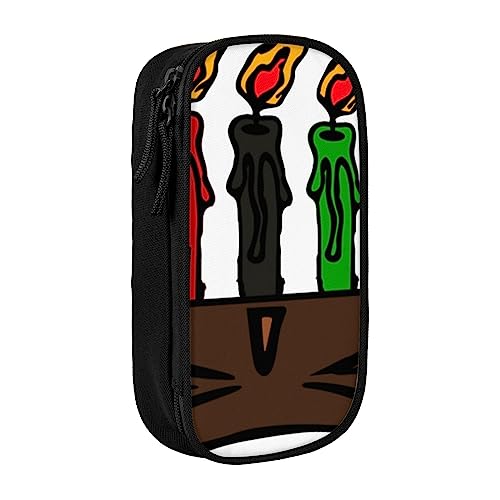 Kwanzaa Kosmetiktasche mit Kerzen-Motiv, tragbar, für Reisen, Schmuck, Handtasche, Geldbörse, Schwarz, Schwarz , Einheitsgröße von BAFAFA